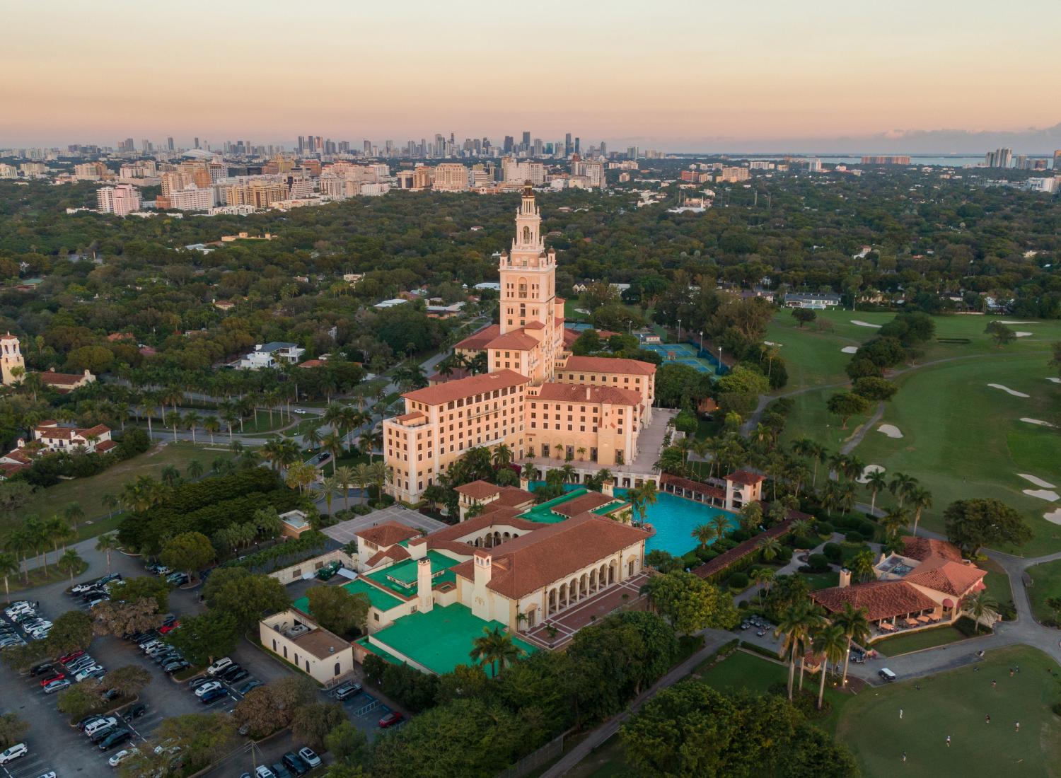 Coral Gables condos for sale Biltmore Hotel aerial Miami