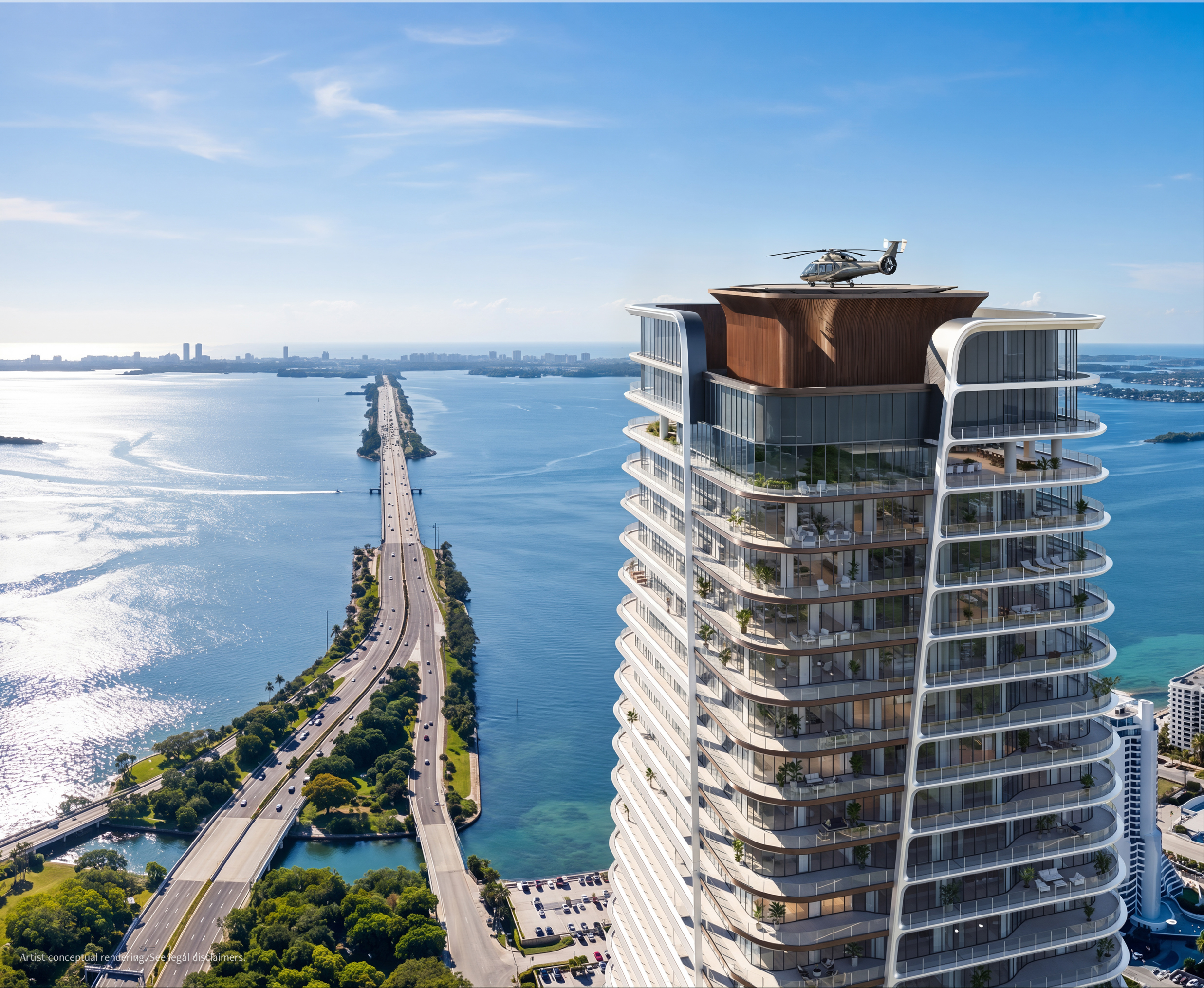 Anantara Residences Miami tower rendering with palm-inspired lattice facade by day