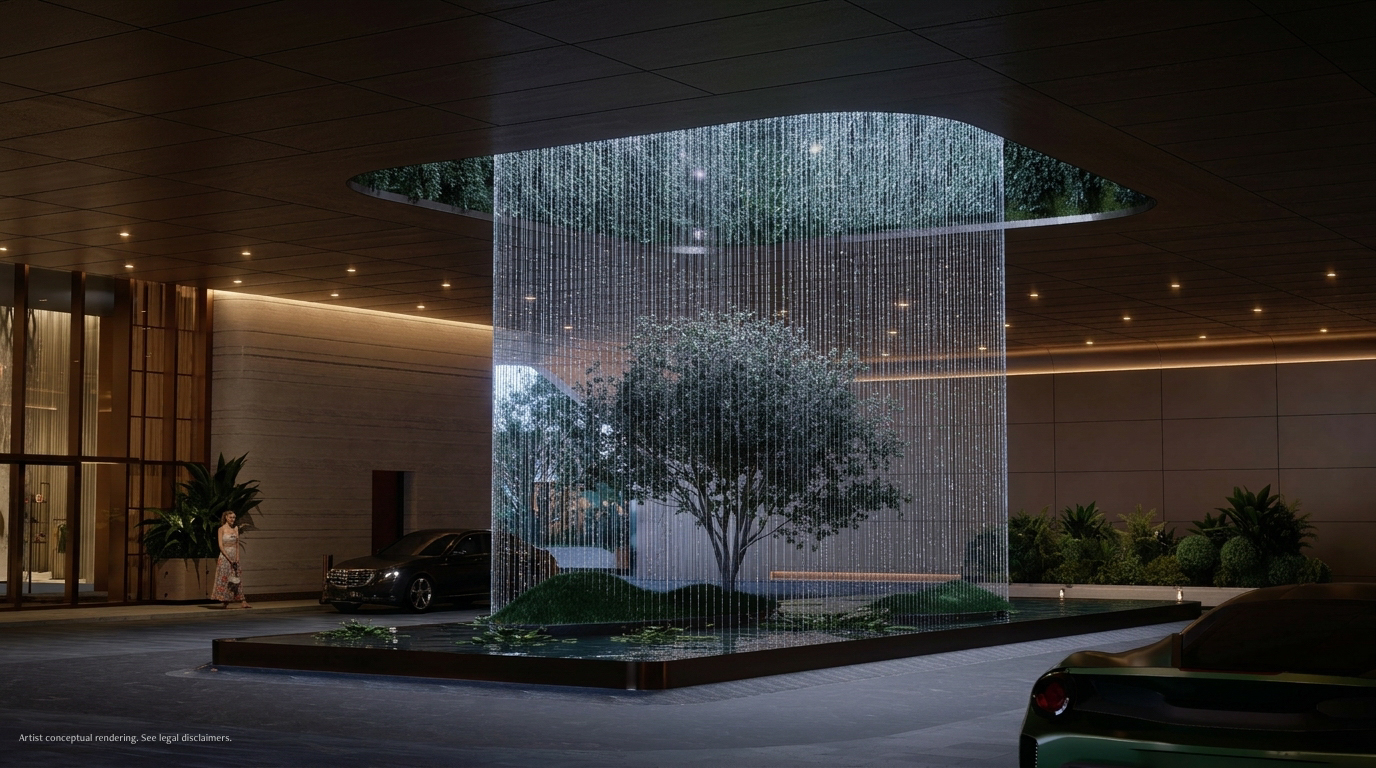 Anantara Residences Miami motor court arrival rendering