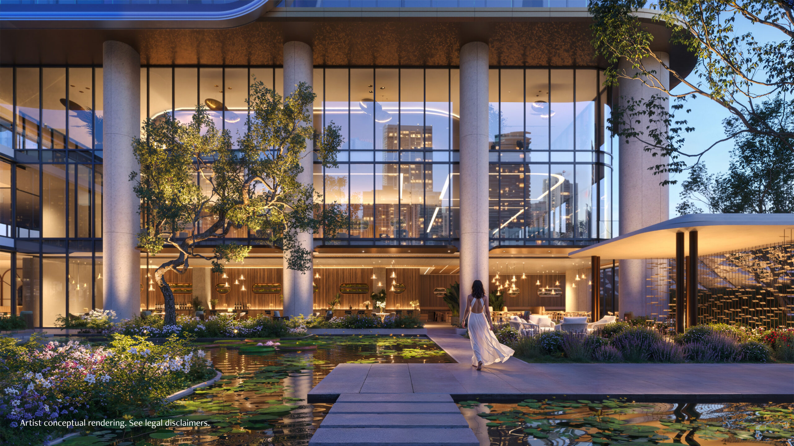 Anantara Residences Miami outdoor amenity deck at night rendering