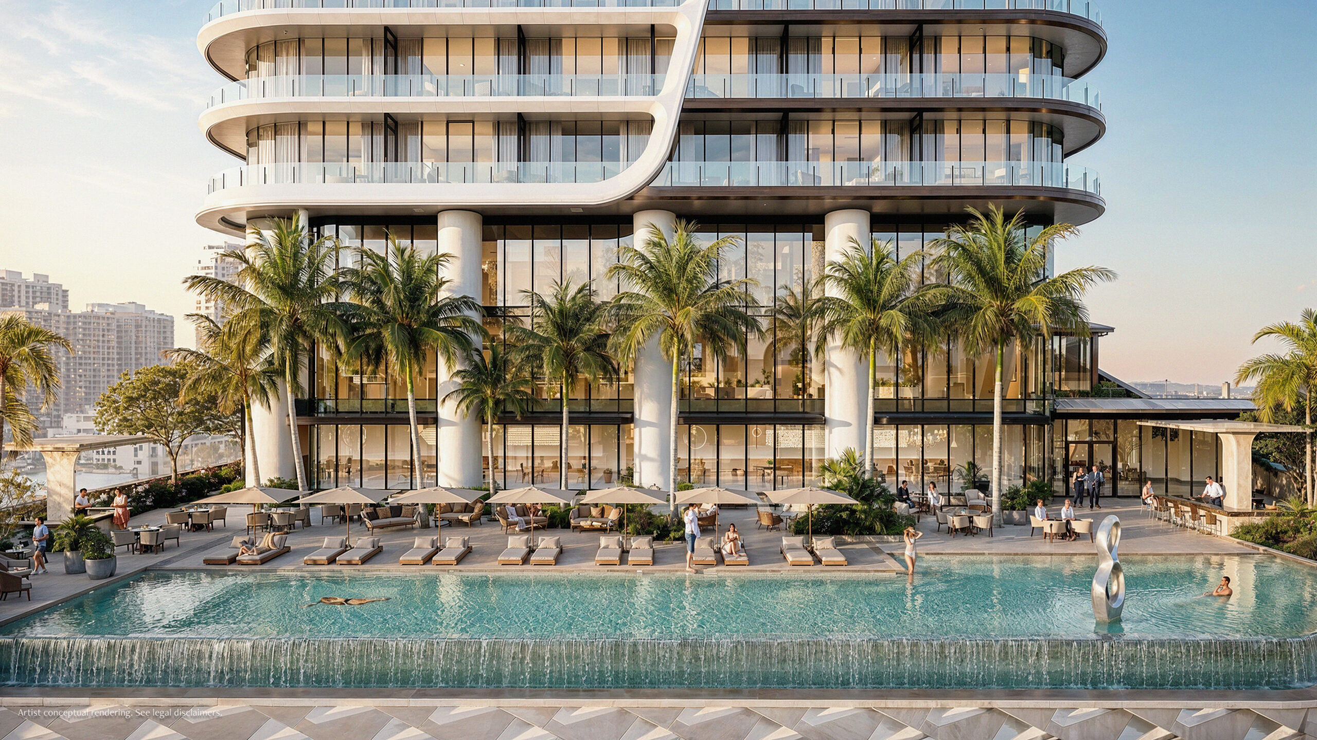 Anantara Residences Miami resort pool deck rendering